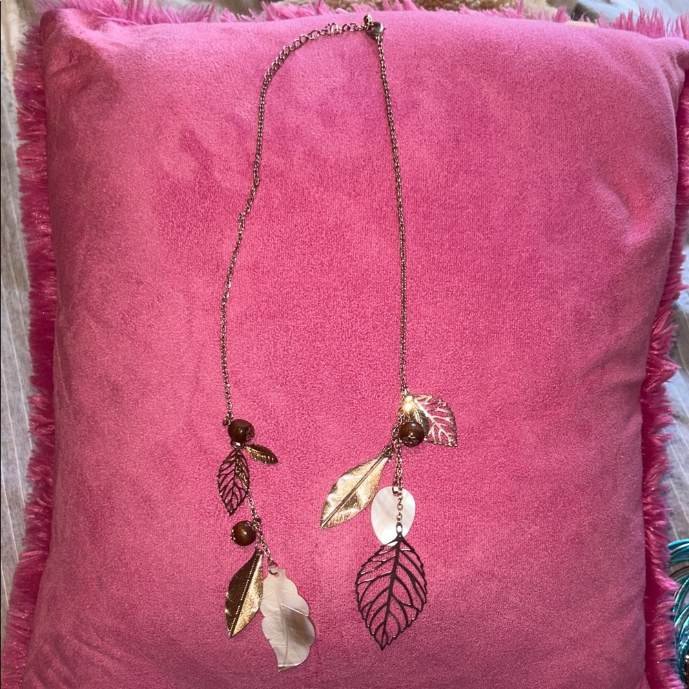 Forever 21 Gold and Silver Leaf Necklace